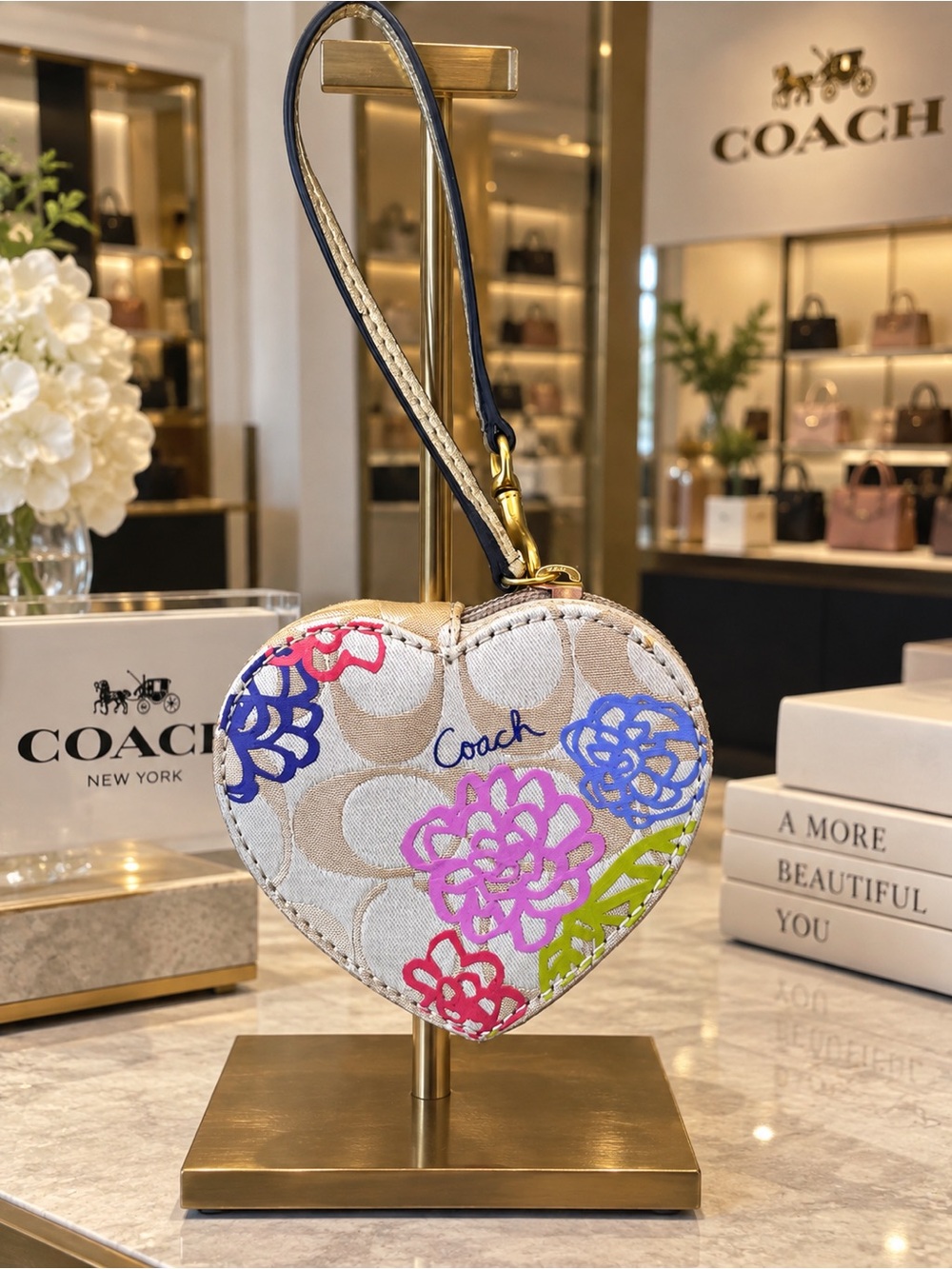 Coach Daisy Heart Coin Purse Wristlet